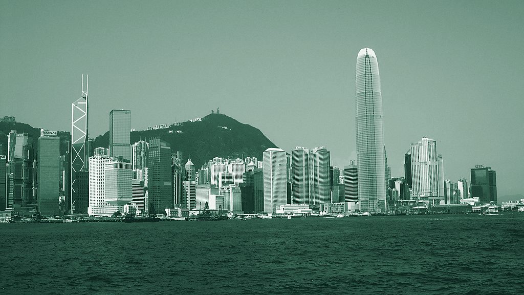Hong Kong Island's skyline seen across Victoria Harbour on a clear day